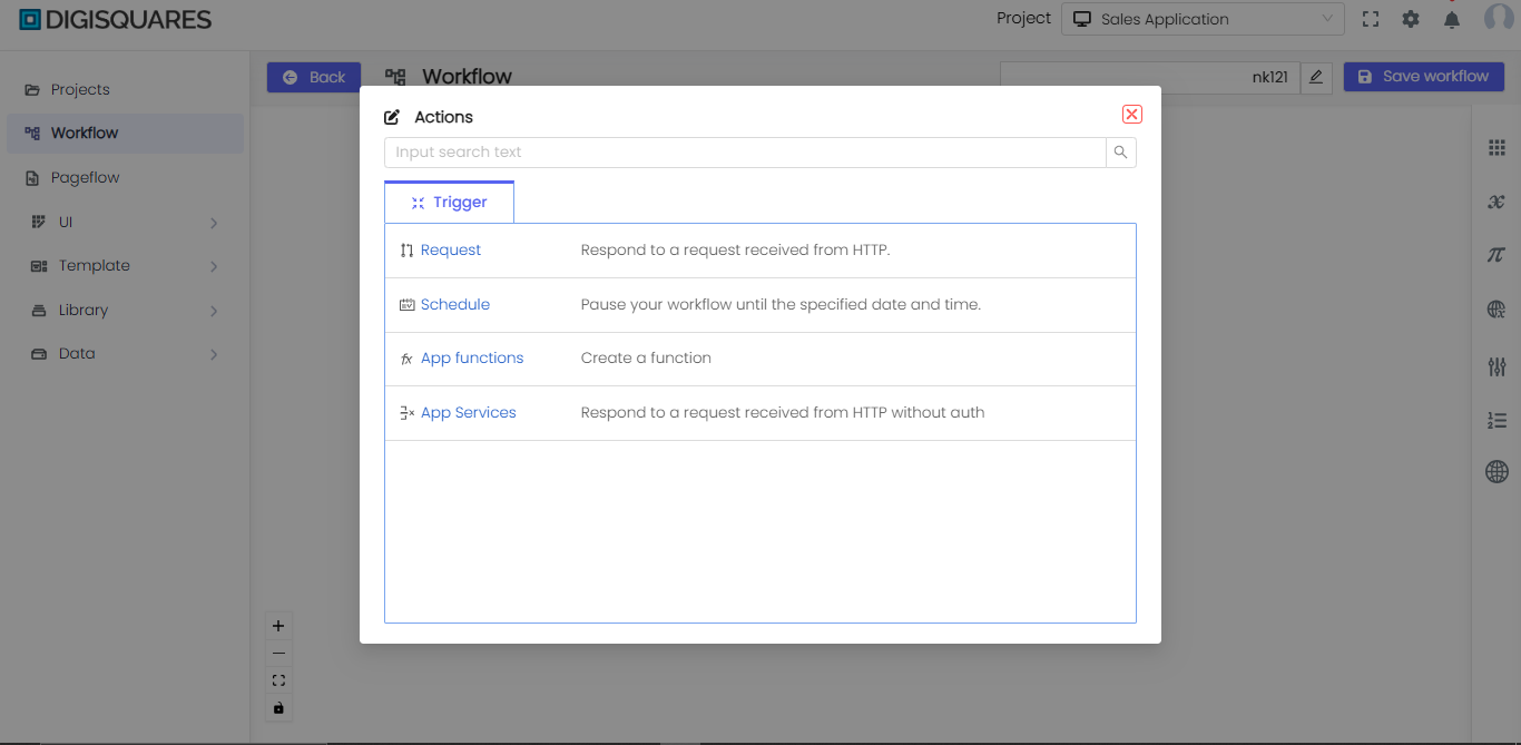 Project Creation Interface