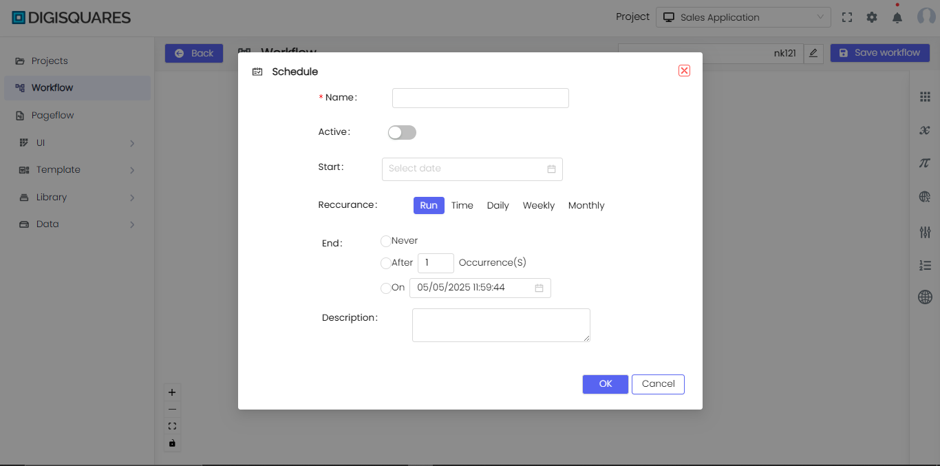 Project Creation Interface